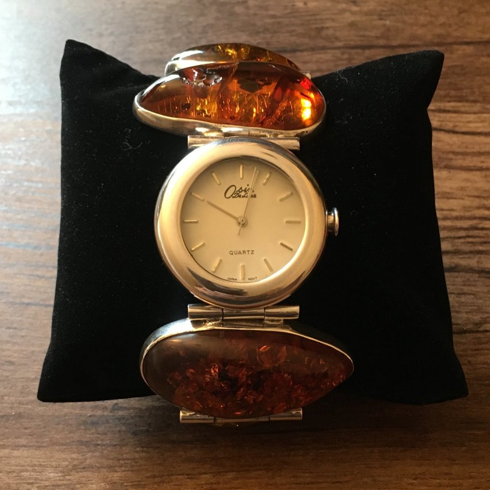 Amber & Silver Bracelet Watch